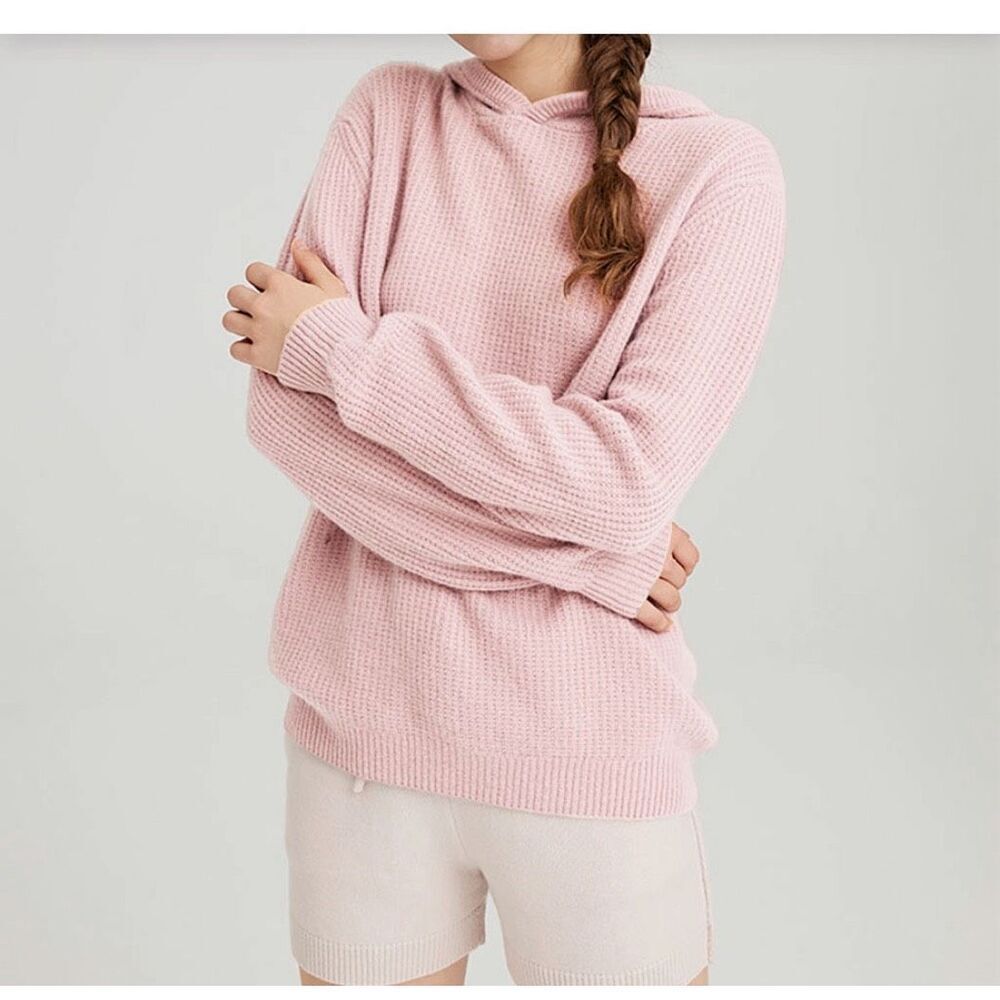 Nap 100% cashmere  pink hooded sweater
